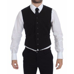 Dolce & Gabbana Elegantes Schwarzes Baumwollmischung Kleid Weste