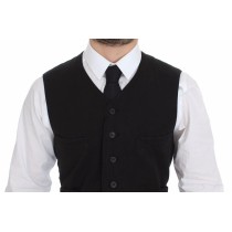 Dolce & Gabbana Elegantes Schwarzes Baumwollmischung Kleid Weste