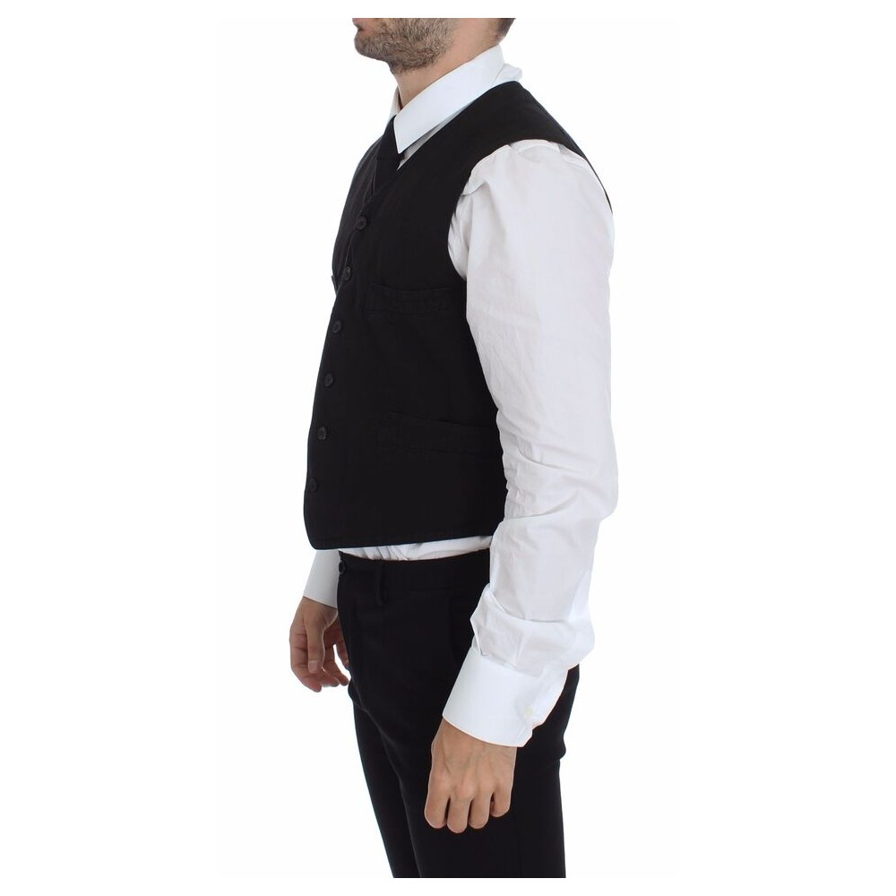 Dolce & Gabbana Elegantes Schwarzes Baumwollmischung Kleid Weste