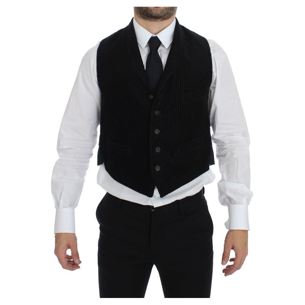 Dolce & Gabbana Elegantes Schwarzes Manchester Kleid Weste