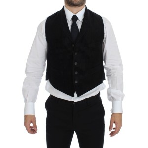 Dolce & Gabbana Elegantes Schwarzes Manchester Kleid Weste