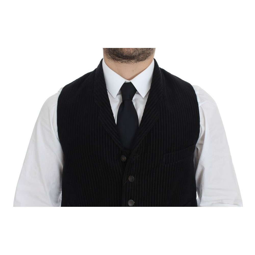 Dolce & Gabbana Elegantes Schwarzes Manchester Kleid Weste