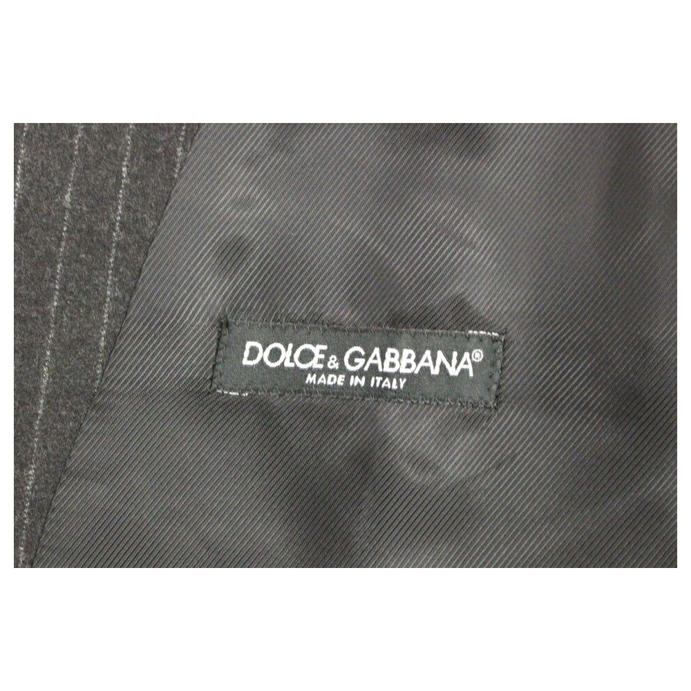 Dolce & Gabbana Elegantes Graues gestreiftes Wollkleid Weste