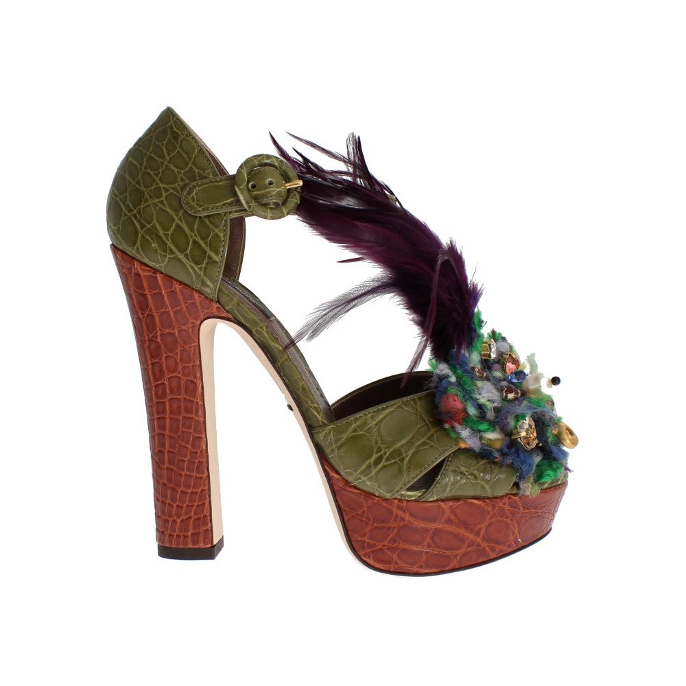 Dolce & Gabbana Multicolor Kristall Plateau Sandalen