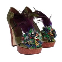 Dolce & Gabbana Multicolor Kristall Plateau Sandalen