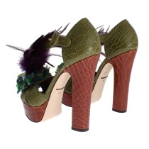 Dolce & Gabbana Multicolor Kristall Plateau Sandalen