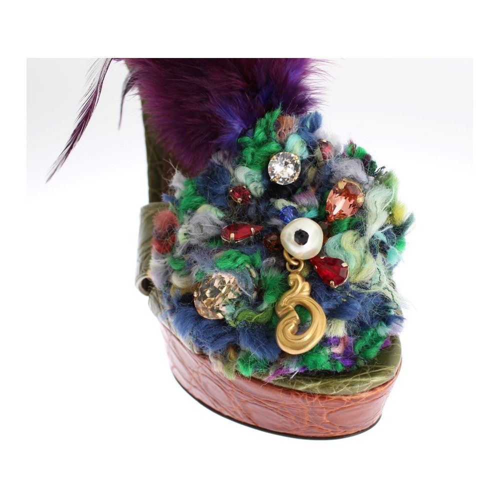 Dolce & Gabbana Multicolor Kristall Plateau Sandalen