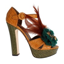 Dolce & Gabbana Multicolor Kristall-Knöchelriemchen-Plateau-Sandalen