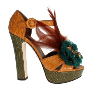 Dolce & Gabbana Multicolor Kristall-Knöchelriemchen-Plateau-Sandalen