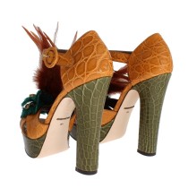 Dolce & Gabbana Multicolor Kristall-Knöchelriemchen-Plateau-Sandalen