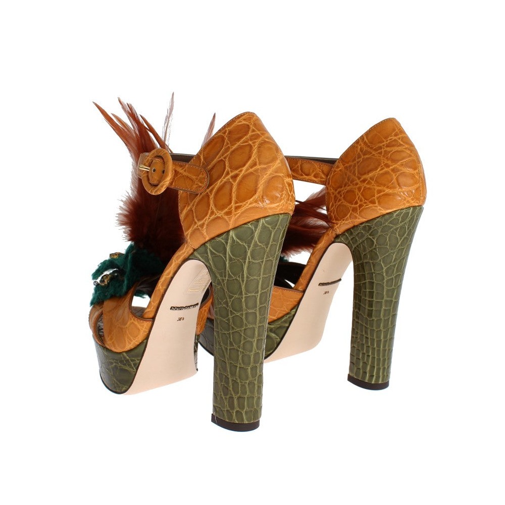 Dolce & Gabbana Multicolor Kristall-Knöchelriemchen-Plateau-Sandalen