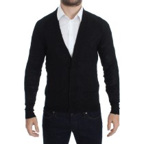 Costume National Elegante schwarze Strickjacke aus Merinowolle