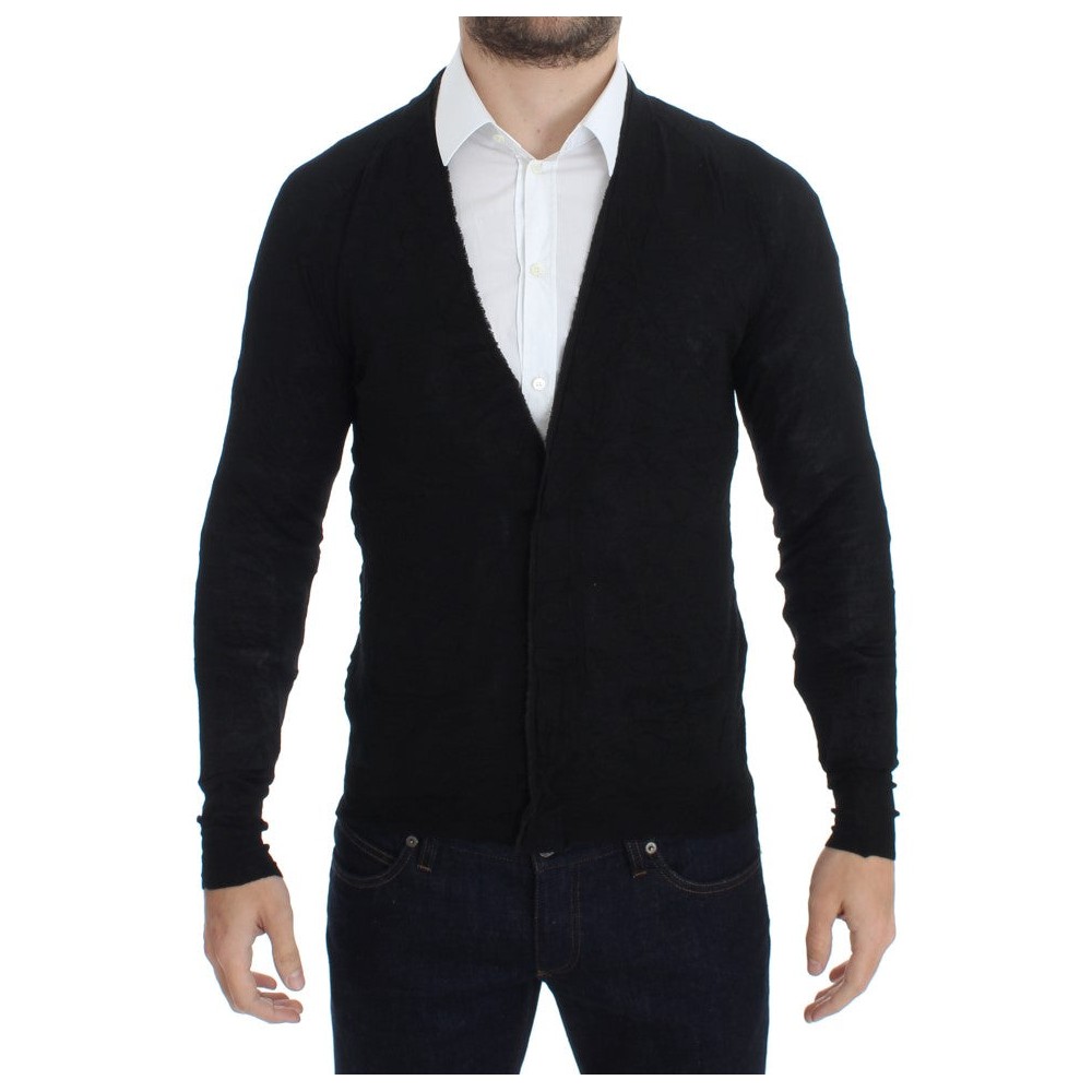 Costume National Elegante schwarze Strickjacke aus Merinowolle