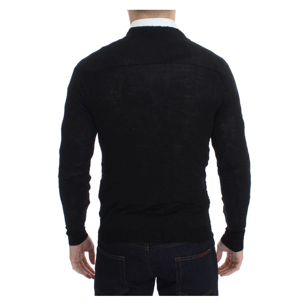 Costume National Elegante schwarze Strickjacke aus Merinowolle