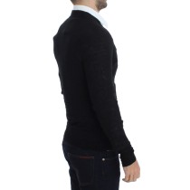 Costume National Elegante schwarze Strickjacke aus Merinowolle