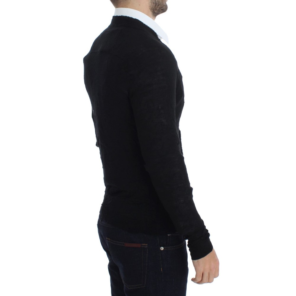 Costume National Elegante schwarze Strickjacke aus Merinowolle