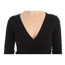 Versace Jeans Eleganter schwarzer Pullover mit V-Ausschnitt aus Viskosemischung