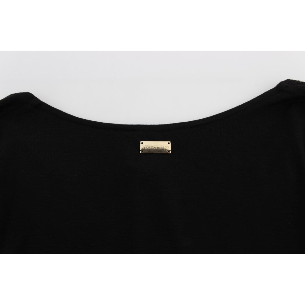 Versace Jeans Eleganter schwarzer Pullover mit V-Ausschnitt aus Viskosemischung