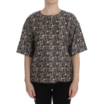 Dolce & Gabbana Enchanted Sicily Seidenbluse mit mittelalterlichem Schlüsseldruck