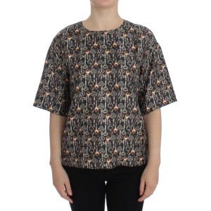 Dolce & Gabbana Enchanted Sicily Seidenbluse mit mittelalterlichem Schlüsseldruck