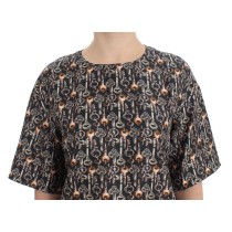 Dolce & Gabbana Enchanted Sicily Seidenbluse mit mittelalterlichem Schlüsseldruck