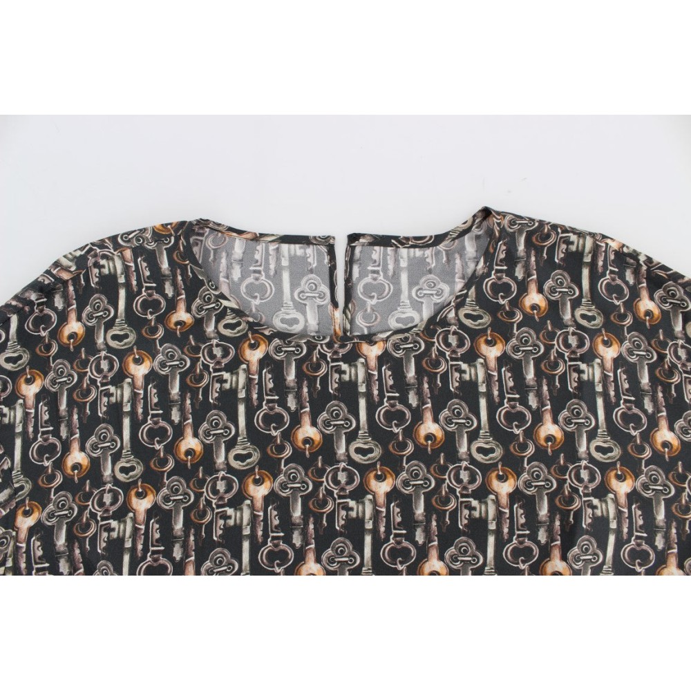 Dolce & Gabbana Enchanted Sicily Seidenbluse mit mittelalterlichem Schlüsseldruck