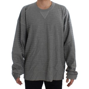 Dolce & Gabbana Eleganter Pullover mit Rundhalsausschnitt aus grauer Seide