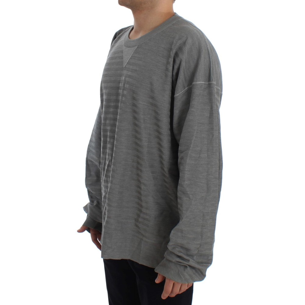 Dolce & Gabbana Eleganter Pullover mit Rundhalsausschnitt aus grauer Seide
