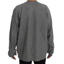 Dolce & Gabbana Eleganter Pullover mit Rundhalsausschnitt aus grauer Seide