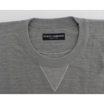 Dolce & Gabbana Eleganter Pullover mit Rundhalsausschnitt aus grauer Seide