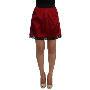 Dolce & Gabbana Eleganter roter Rock mit hoher Taille aus Spitze