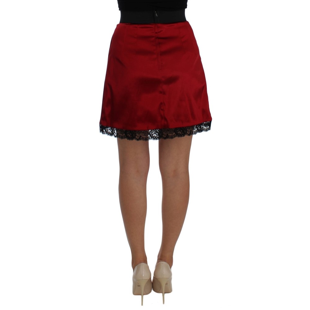 Dolce & Gabbana Eleganter roter Rock mit hoher Taille aus Spitze