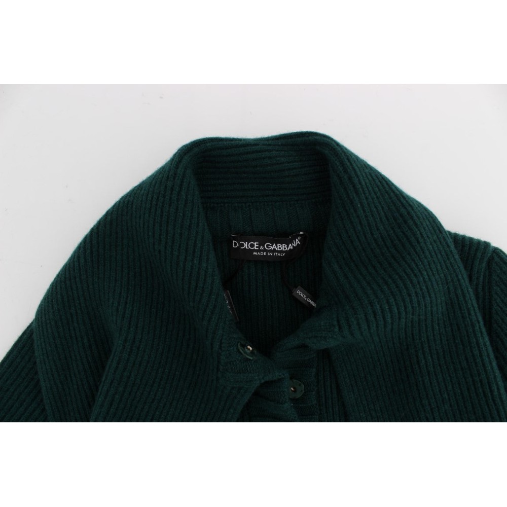 Dolce & Gabbana Eleganter grüner Kaschmir-Kardigan-Pullover