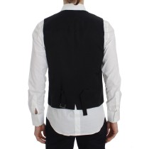 Dolce & Gabbana Elegante Graue Gestreifte Wollweste