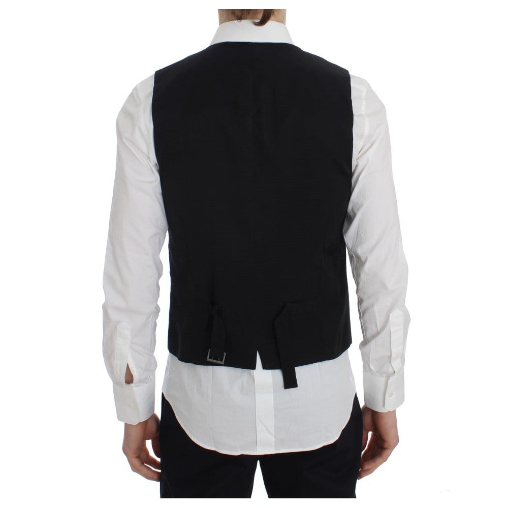 Dolce & Gabbana Elegante Graue Gestreifte Wollweste