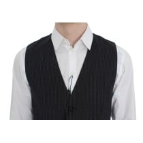Dolce & Gabbana Elegante Graue Gestreifte Wollweste