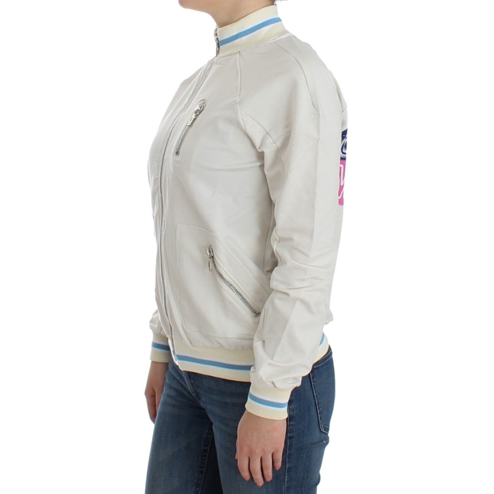 John Galliano Elegante weiße Strickjacke mit Reißverschluss
