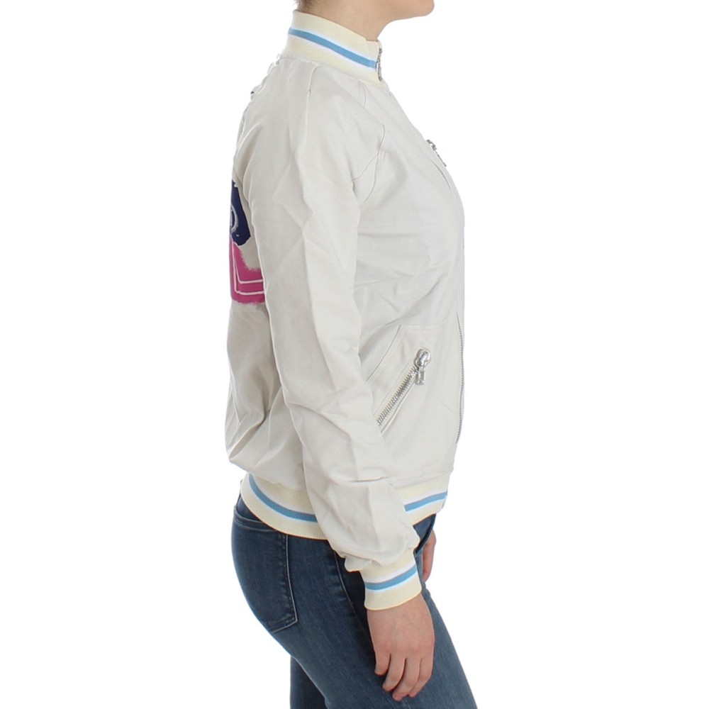 John Galliano Elegante weiße Strickjacke mit Reißverschluss