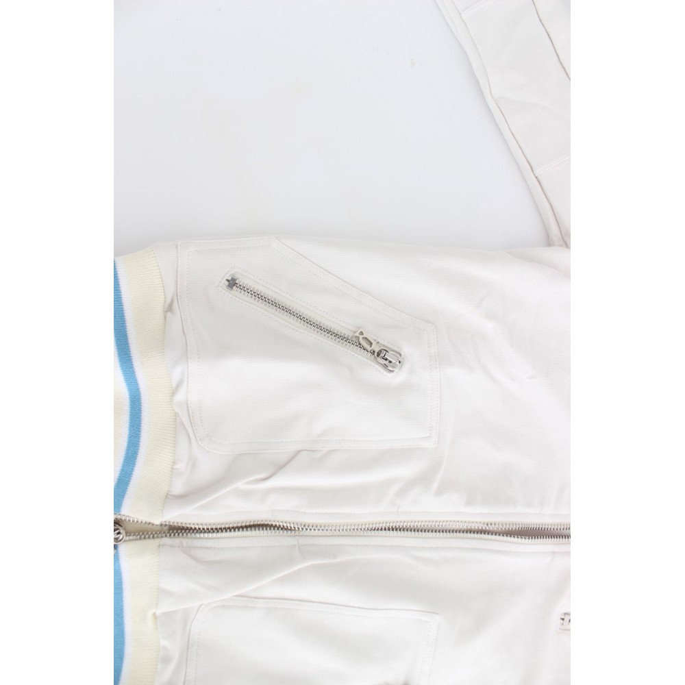 John Galliano Elegante weiße Strickjacke mit Reißverschluss