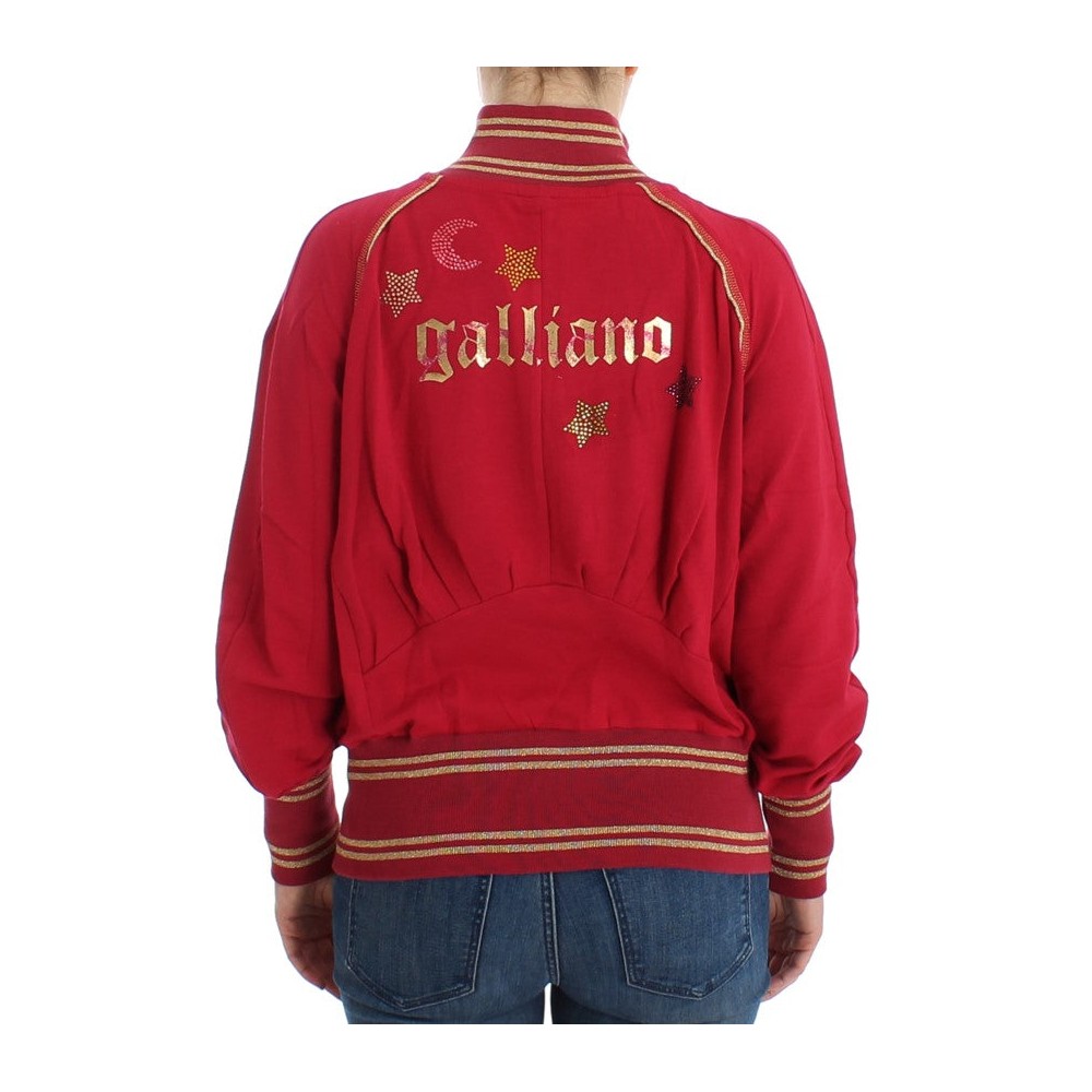 John Galliano Elegante rosa Strickjacke mit Reißverschluss und Logo-Details