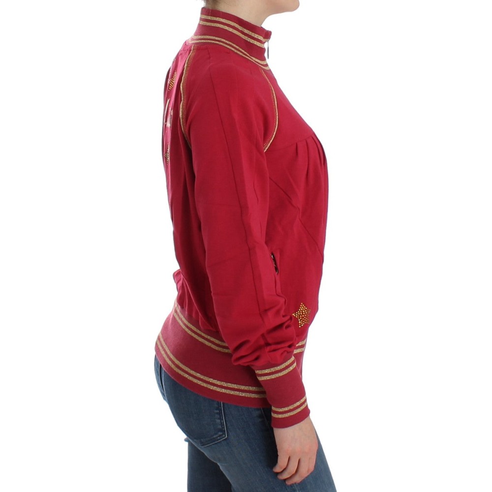 John Galliano Elegante rosa Strickjacke mit Reißverschluss und Logo-Details