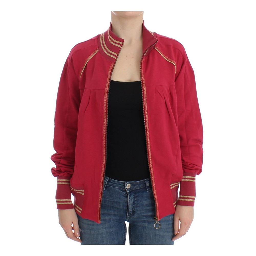 John Galliano Elegante rosa Strickjacke mit Reißverschluss und Logo-Details