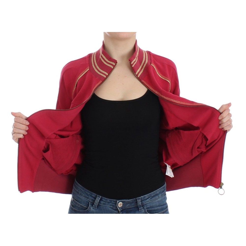 John Galliano Elegante rosa Strickjacke mit Reißverschluss und Logo-Details