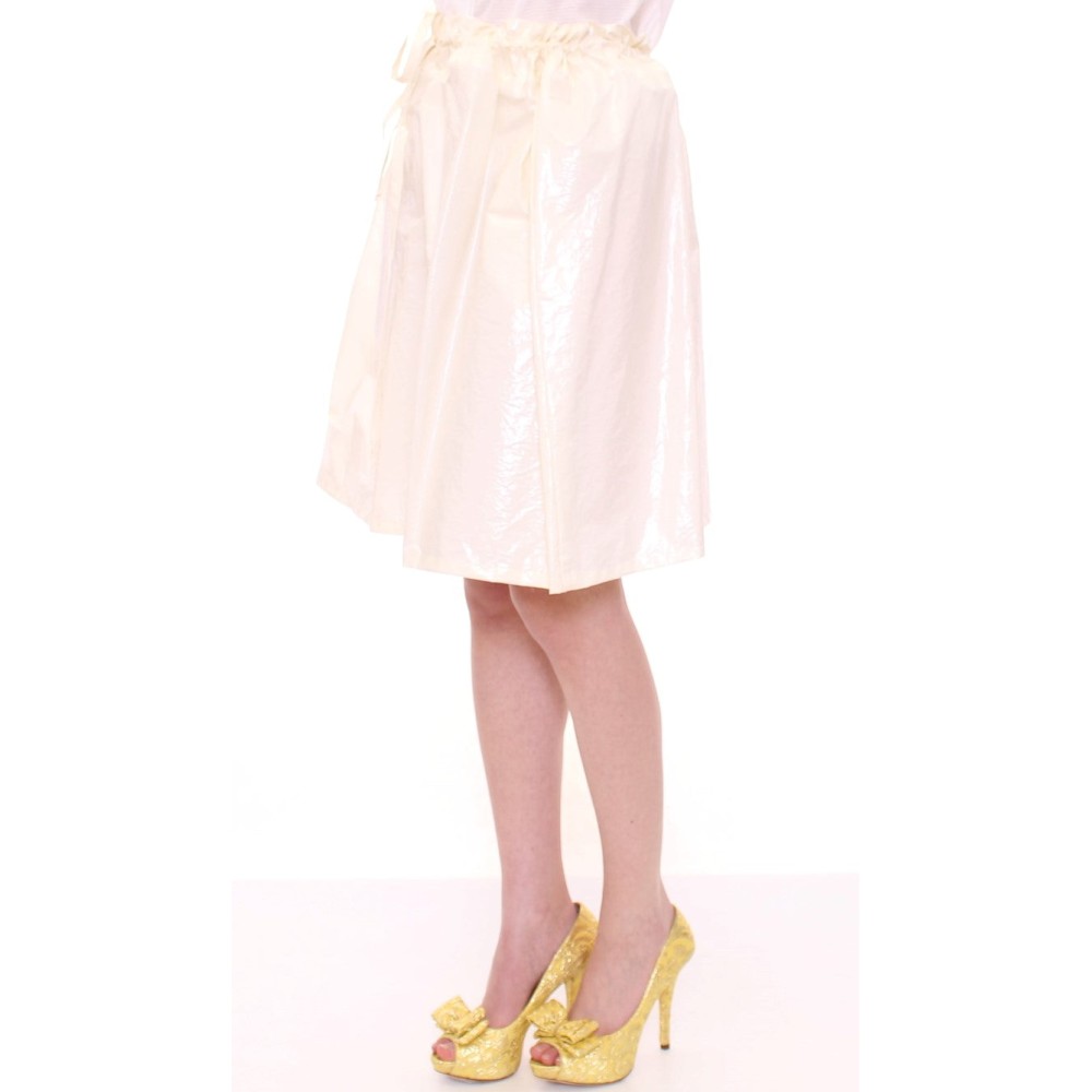 Licia Florio Eleganter weißer Rock mit gebundener Taille