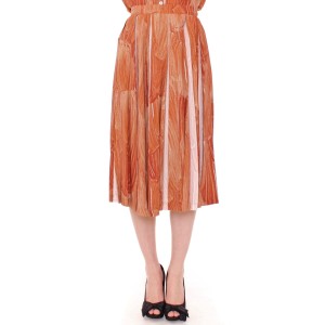 Licia Florio Orangebrauner kniehoher schicker Rock