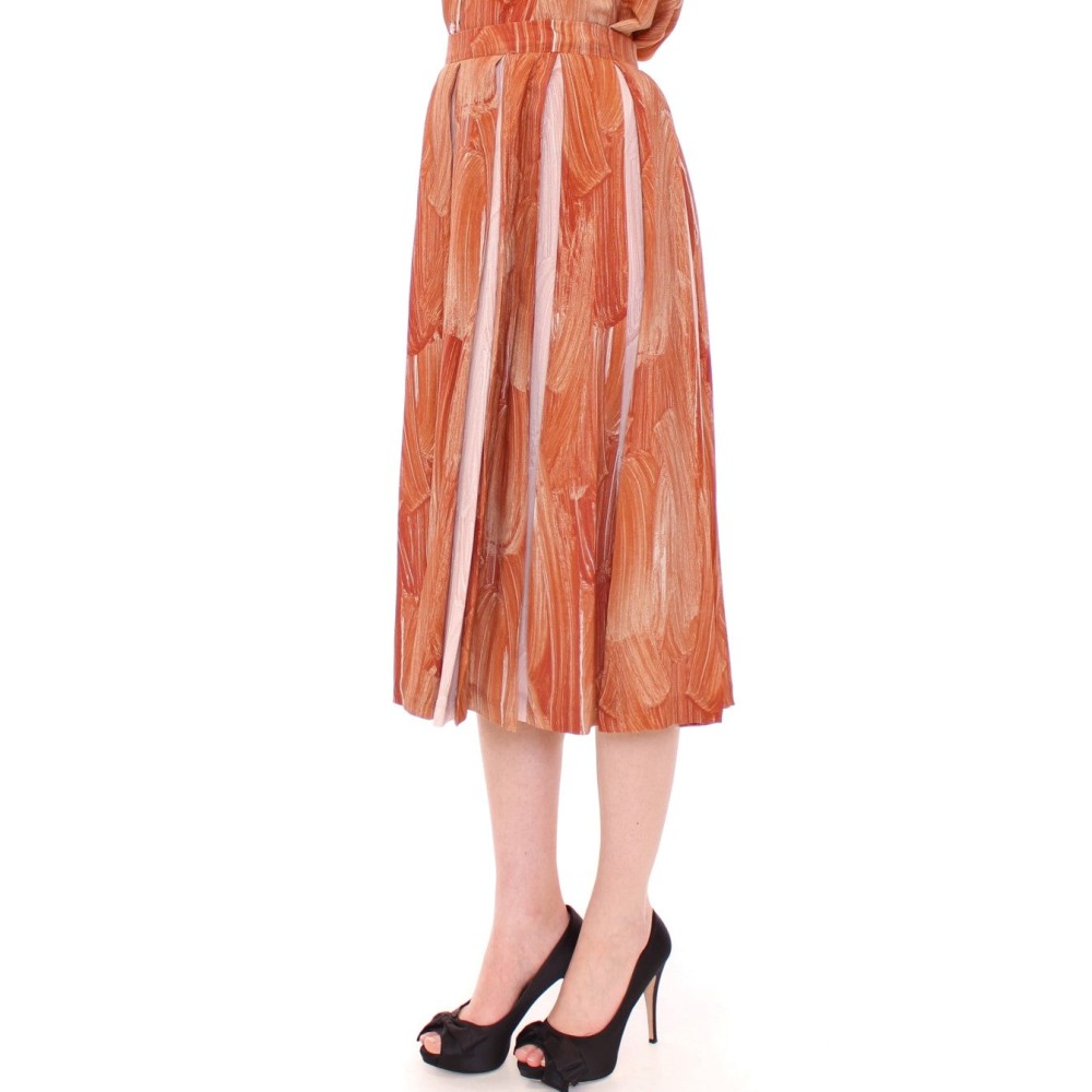 Licia Florio Orangebrauner kniehoher schicker Rock