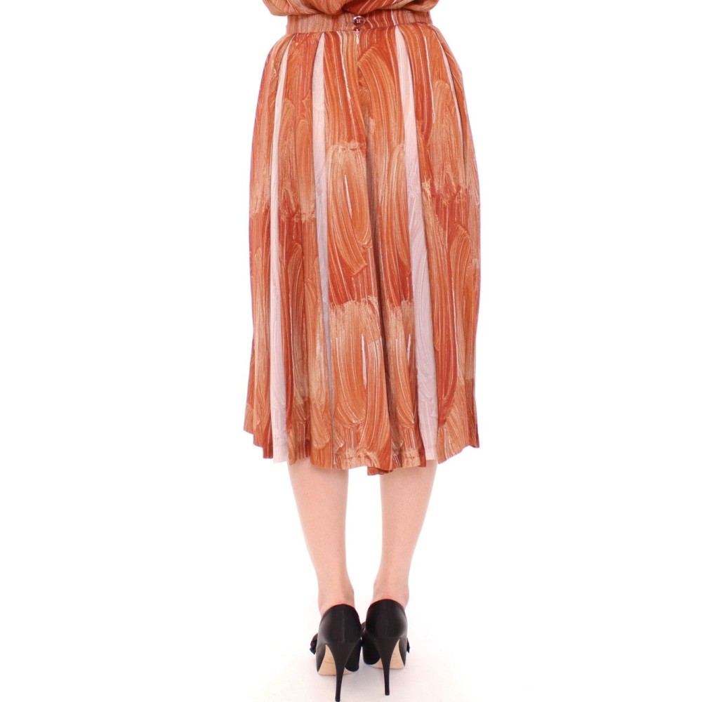 Licia Florio Orangebrauner kniehoher schicker Rock