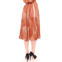 Licia Florio Orangebrauner kniehoher schicker Rock