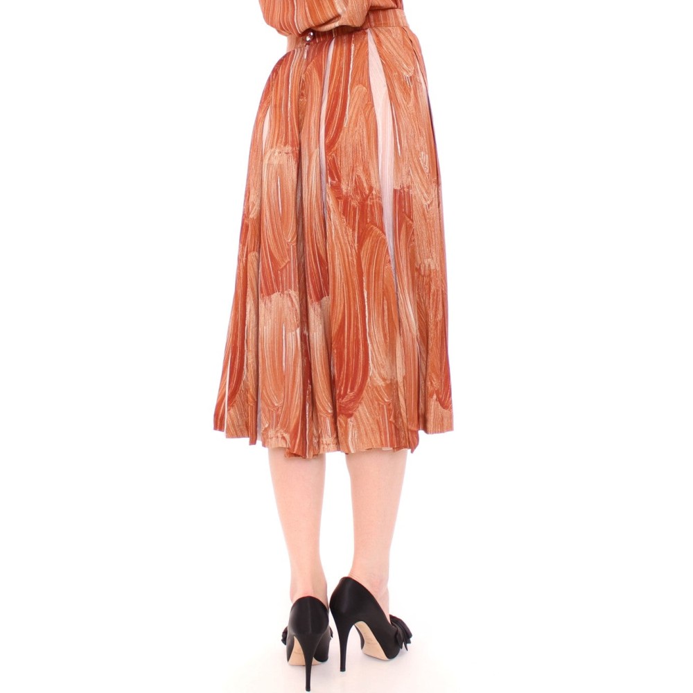 Licia Florio Orangebrauner kniehoher schicker Rock