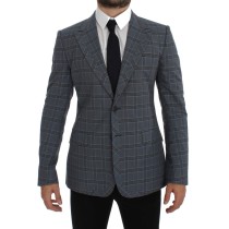 Dolce & Gabbana Eleganter blau karierter Blazer in schmaler Passform